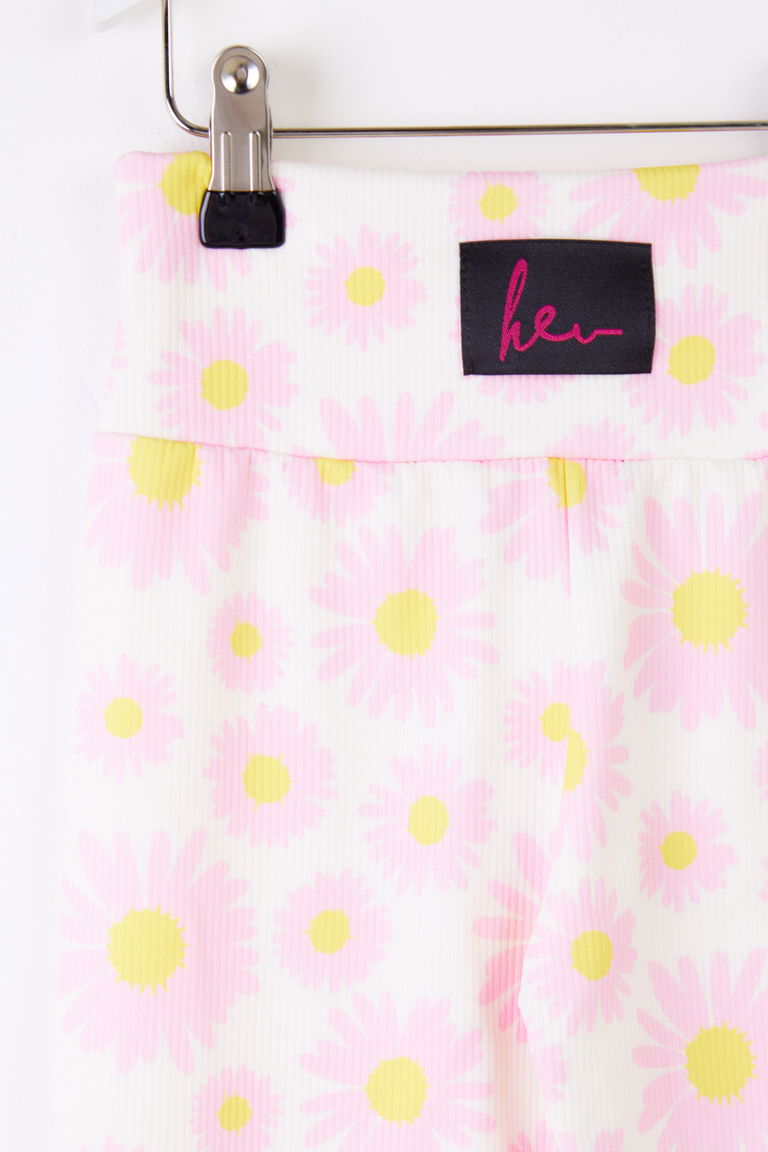 Kız Çocuk Krem Çiçek Desenli Tayt - 25511 - TOFİSA