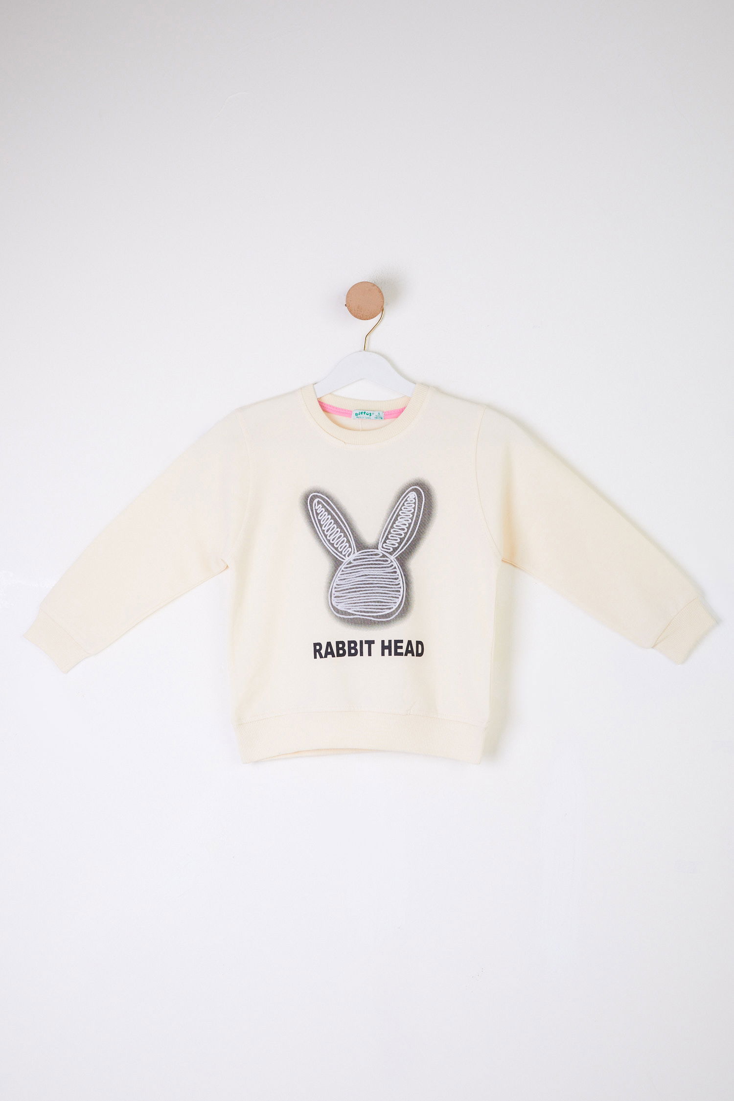 Kız Çocuk Krem Tavşan Sweatshirt - 26101 - 1