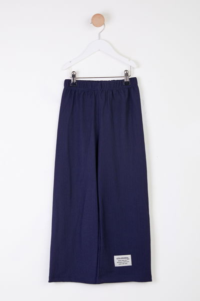 Kız Çocuk Lacivert Arma Detaylı Pijama Altı - 25488 