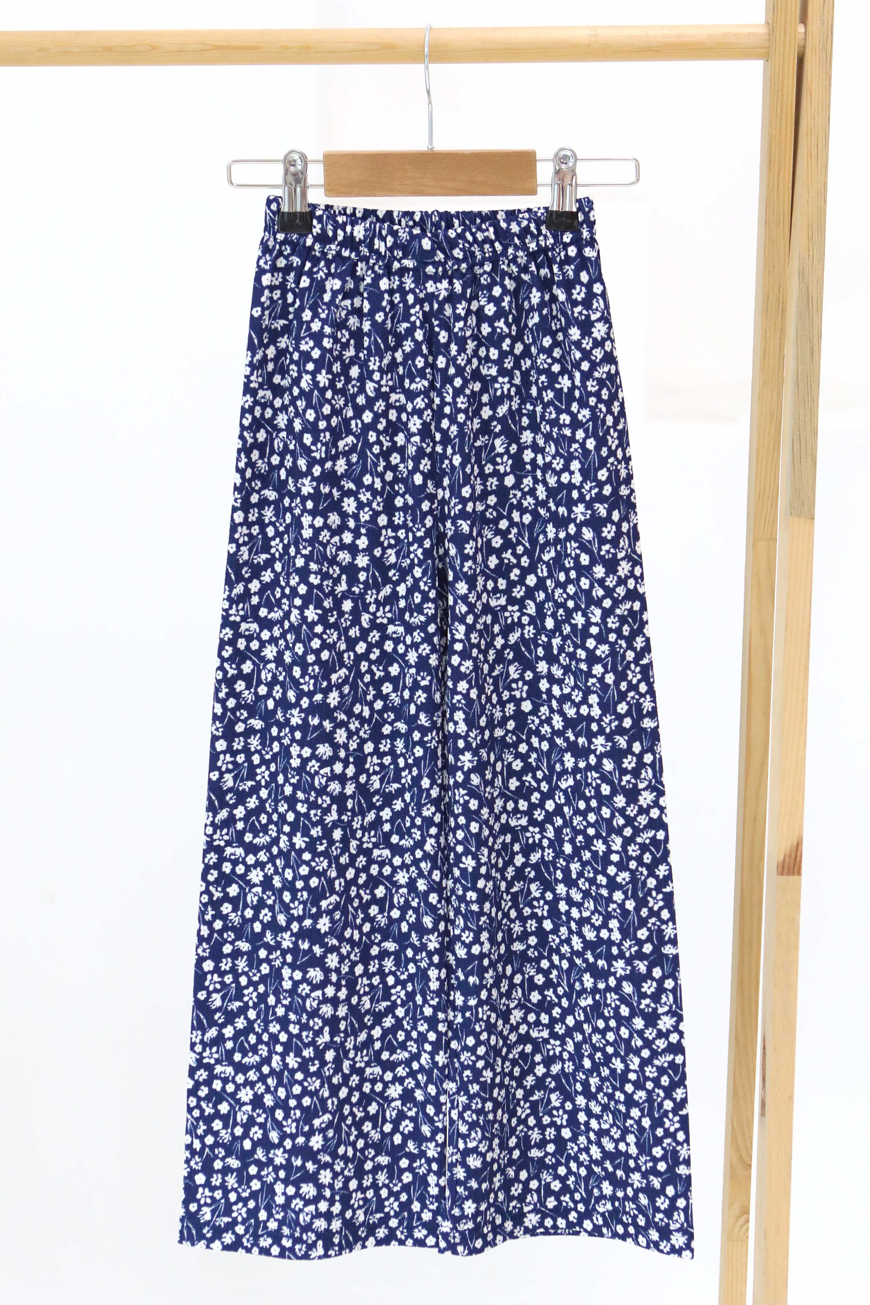 Kız Çocuk Lacivert Çiçek Desenli Pantolon - 27307 - 1