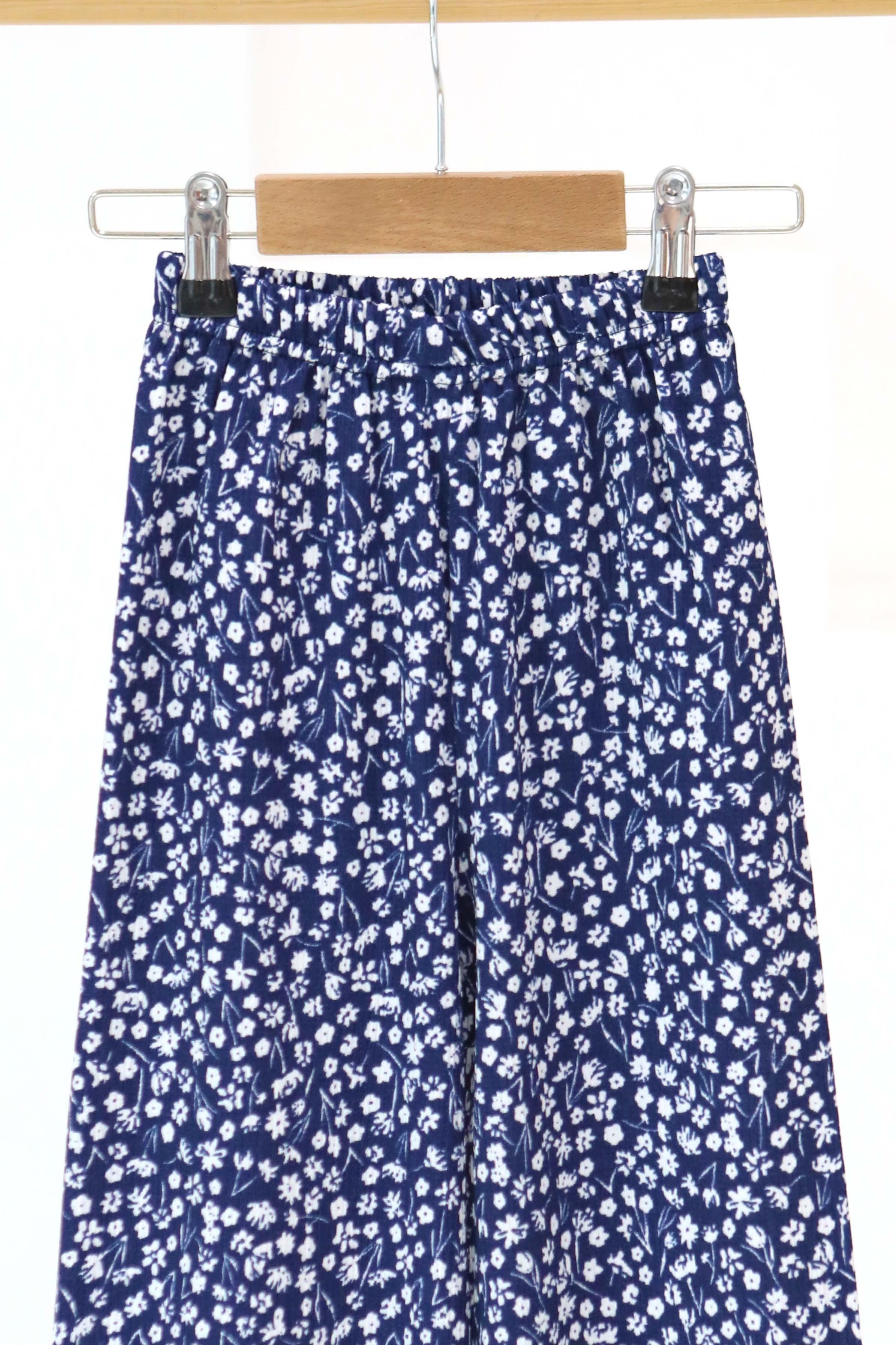 Kız Çocuk Lacivert Çiçek Desenli Pantolon - 27307 - 2