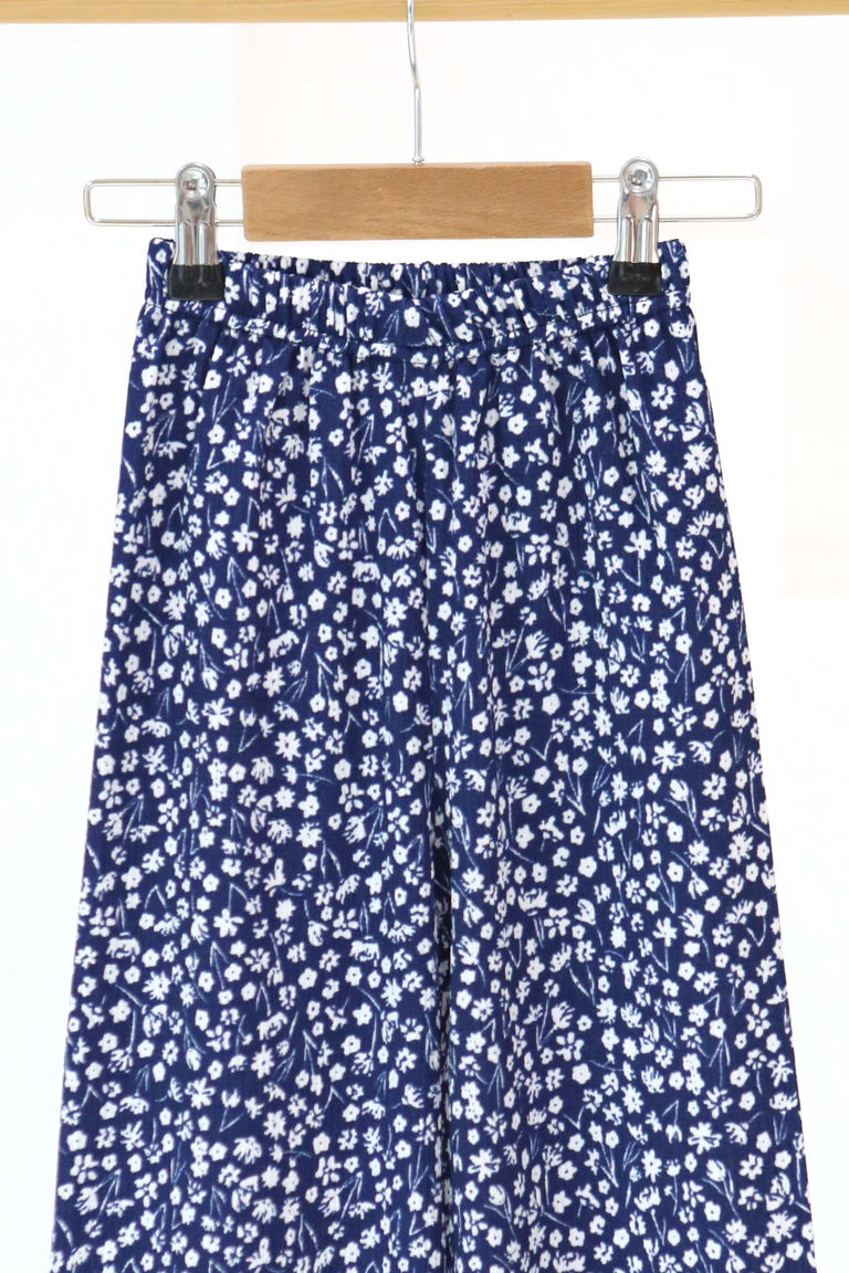 Kız Çocuk Lacivert Çiçek Desenli Pantolon - 27307 - TOFİSA