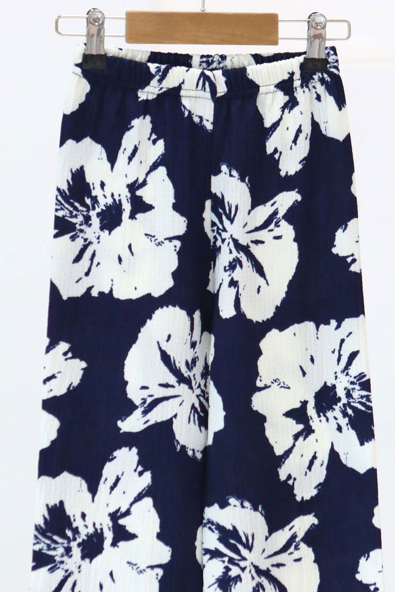 Kız Çocuk Lacivert Desenli Pantolon - 27305 - TOFİSA