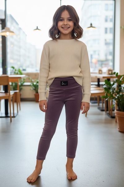 Kız Çocuk Lila Armalı Raporlu Tayt - 27962-LILA 