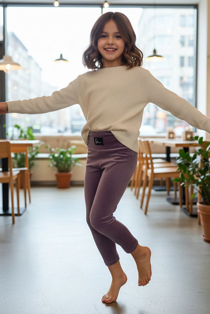 Kız Çocuk Lila Armalı Raporlu Tayt - 27962-LILA - TOFİSA