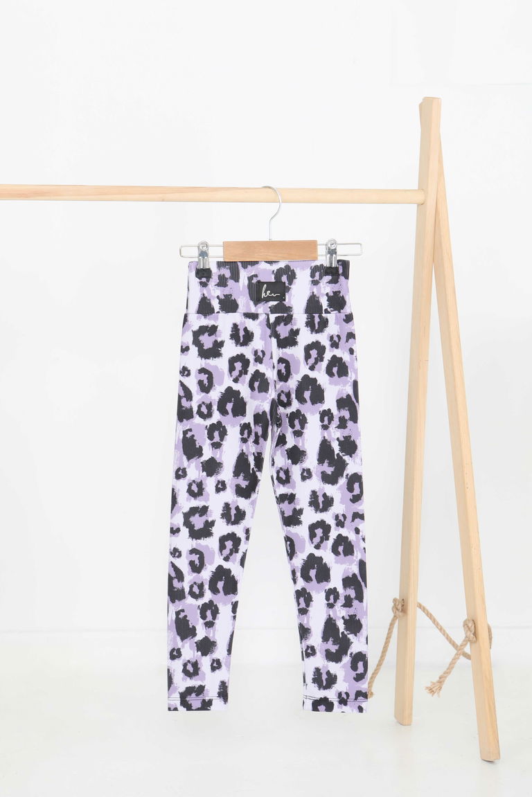 Kız Çocuk Lila Baskılı Armalı Tayt - 27203 - TOFİSA