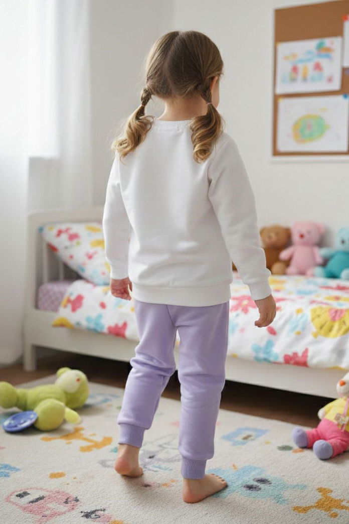 Kız Çocuk Lila Baskılı İki İplik Çocuk Pijama Takımı - 28275-LILA - 2