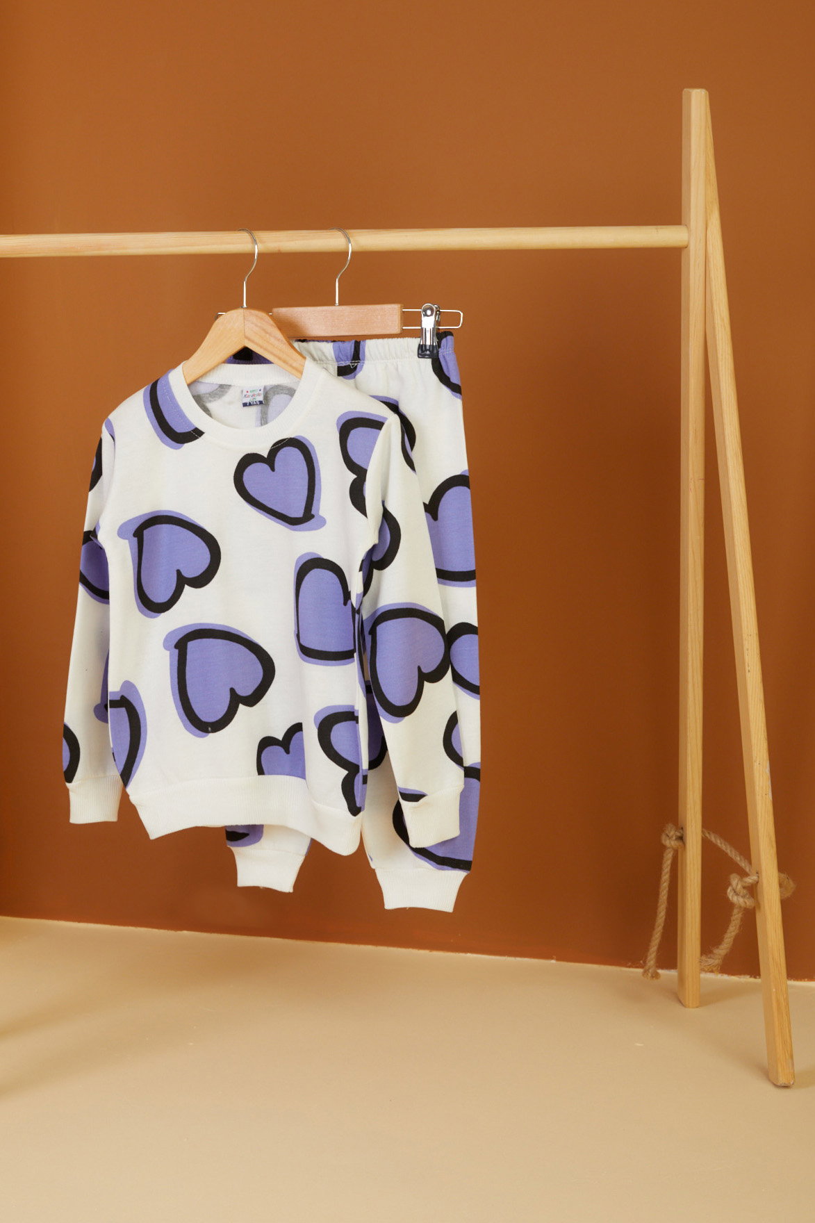 Kız Çocuk Lila Baskılı Pijama Takımı - 26558 - 1
