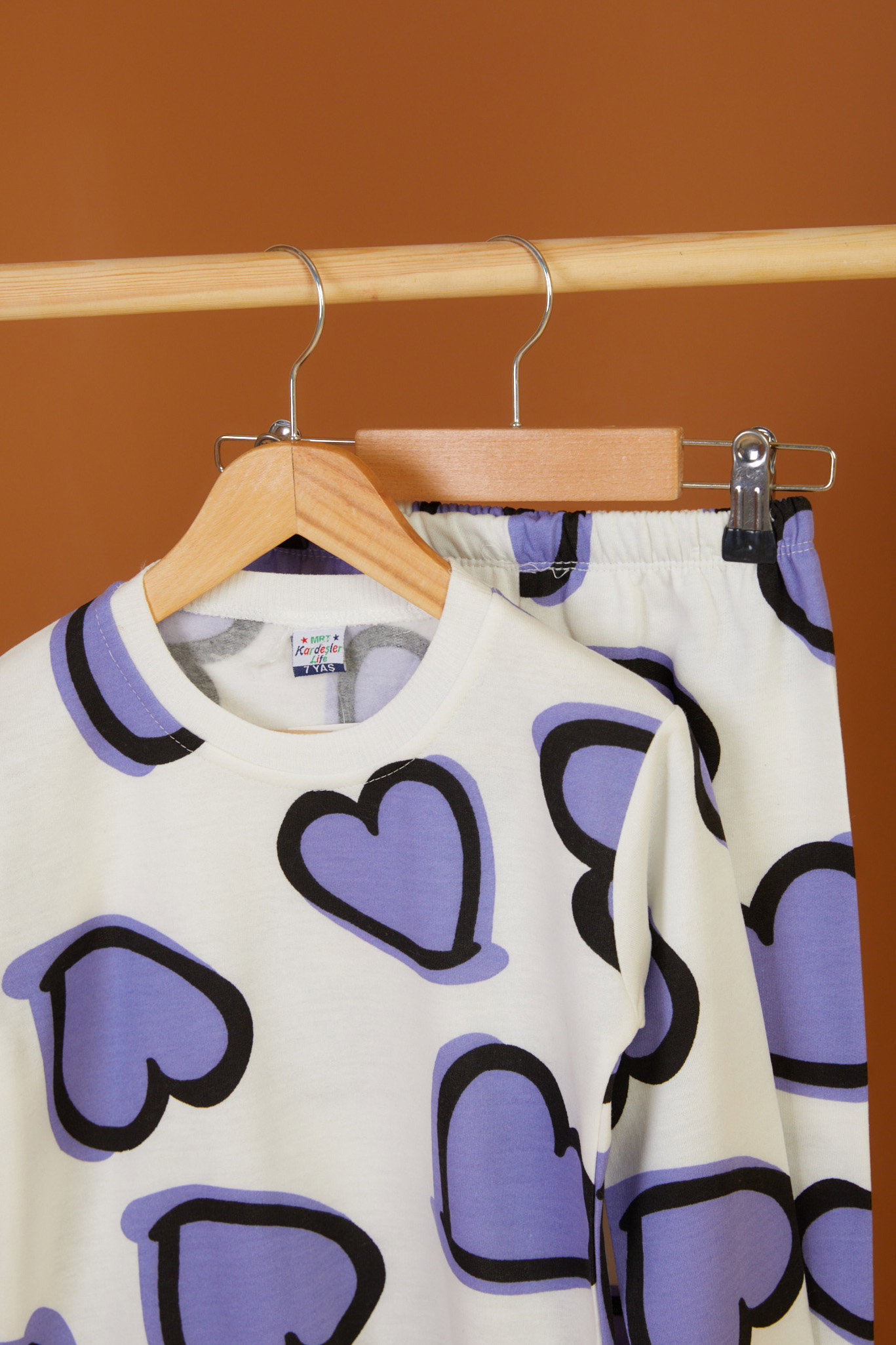 Kız Çocuk Lila Baskılı Pijama Takımı - 26558 - 2