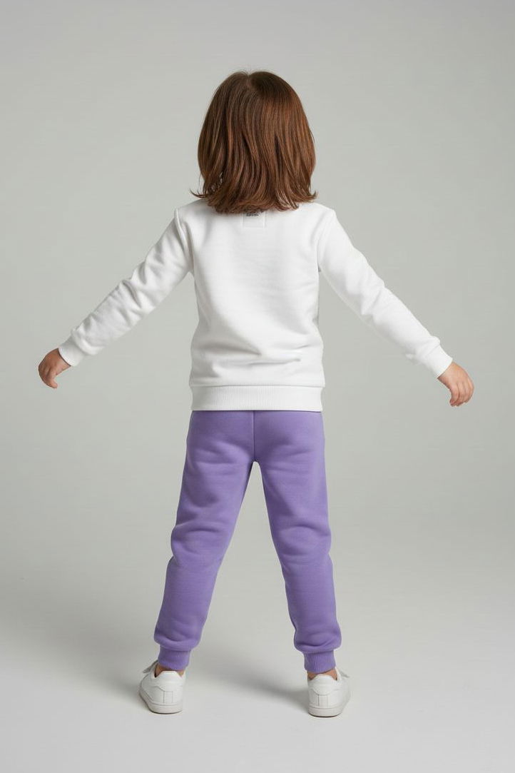 Kız Çocuk Lila Baskılı Pijama Takımı - 28096-LILA - 2