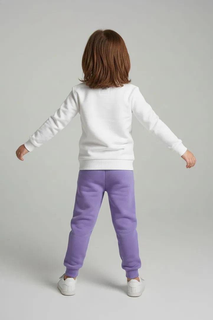 Kız Çocuk Lila Baskılı Pijama Takımı - 28096-LILA - TOFİSA