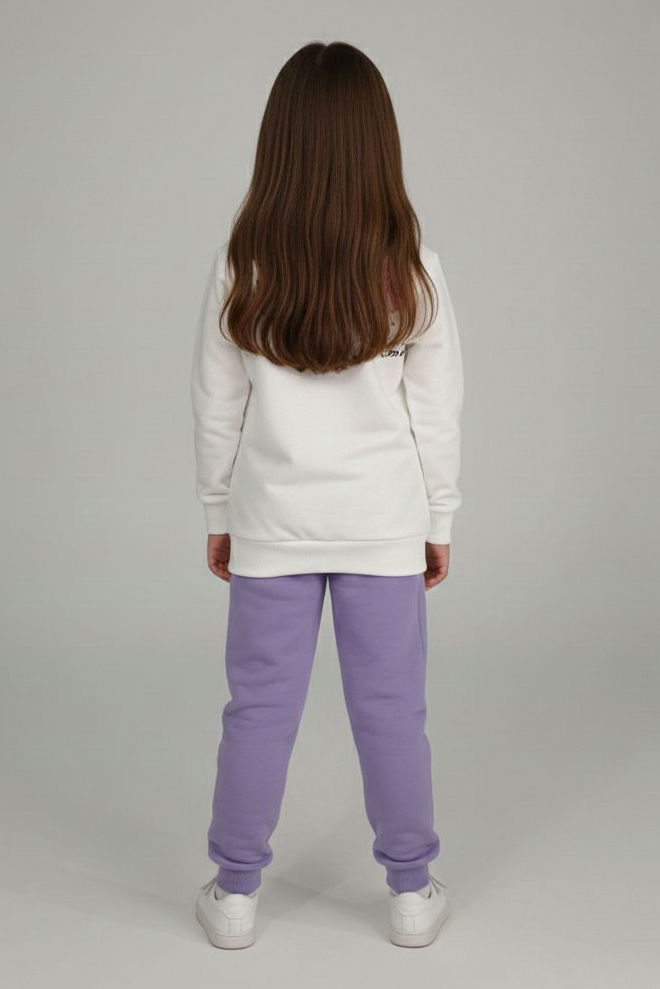 Kız Çocuk Lila Baskılı Pijama Takımı - 28164-LILA - 2