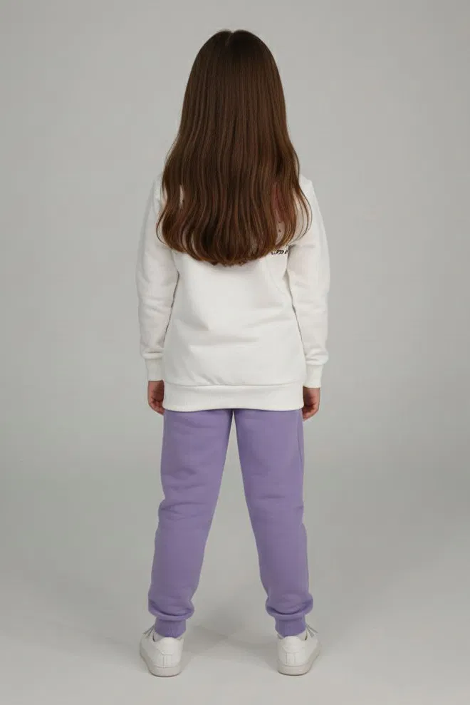 Kız Çocuk Lila Baskılı Pijama Takımı - 28164-LILA - TOFİSA