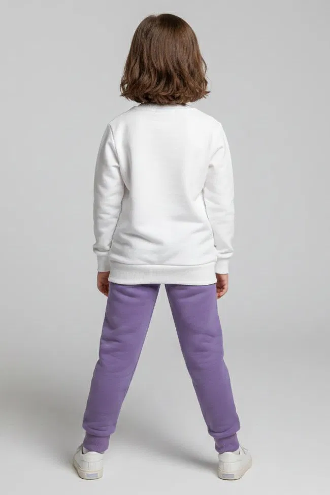 Kız Çocuk Lila Baskılı Pijama Takımı - 28165-LILA - TOFİSA