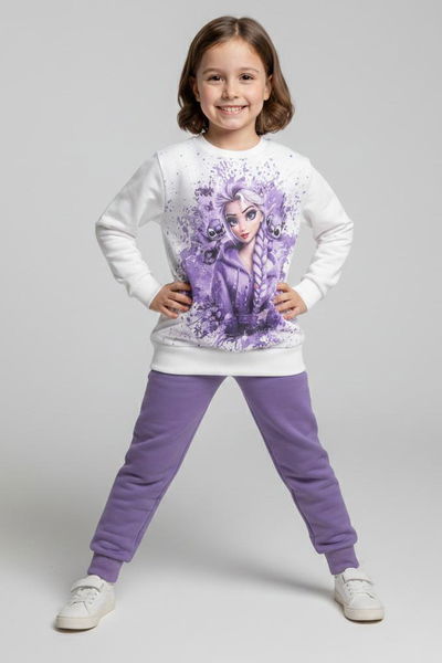 Kız Çocuk Lila Baskılı Pijama Takımı - 28165-LILA 