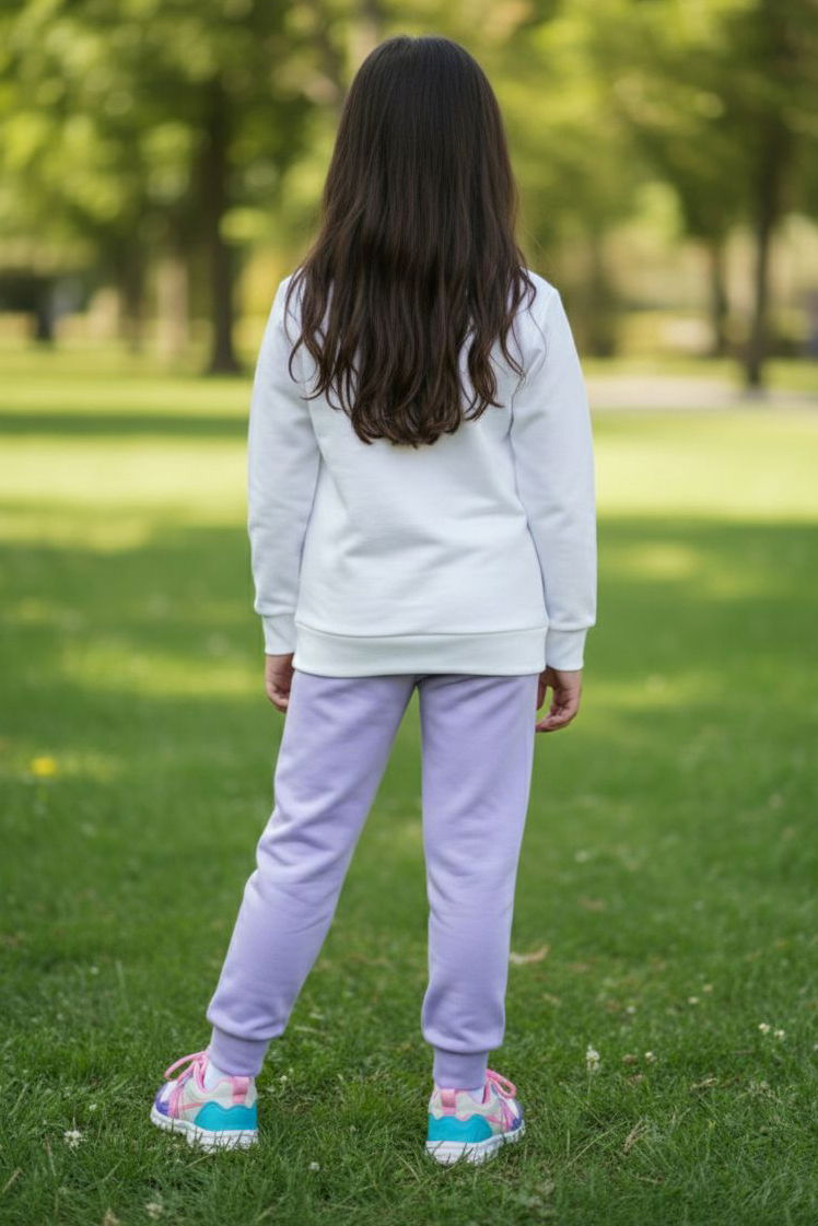 Kız Çocuk Lila Baskılı Pijama Takımı - 28246-LILA - 2