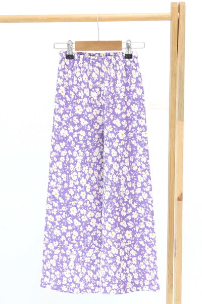 Kız Çocuk Lila Çiçek Desenli Pantolon - 27308 