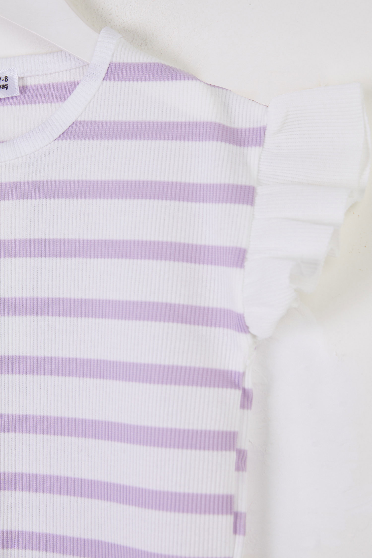 Kız Çocuk Lila Çizgili T-Shirt - 25785 - 2