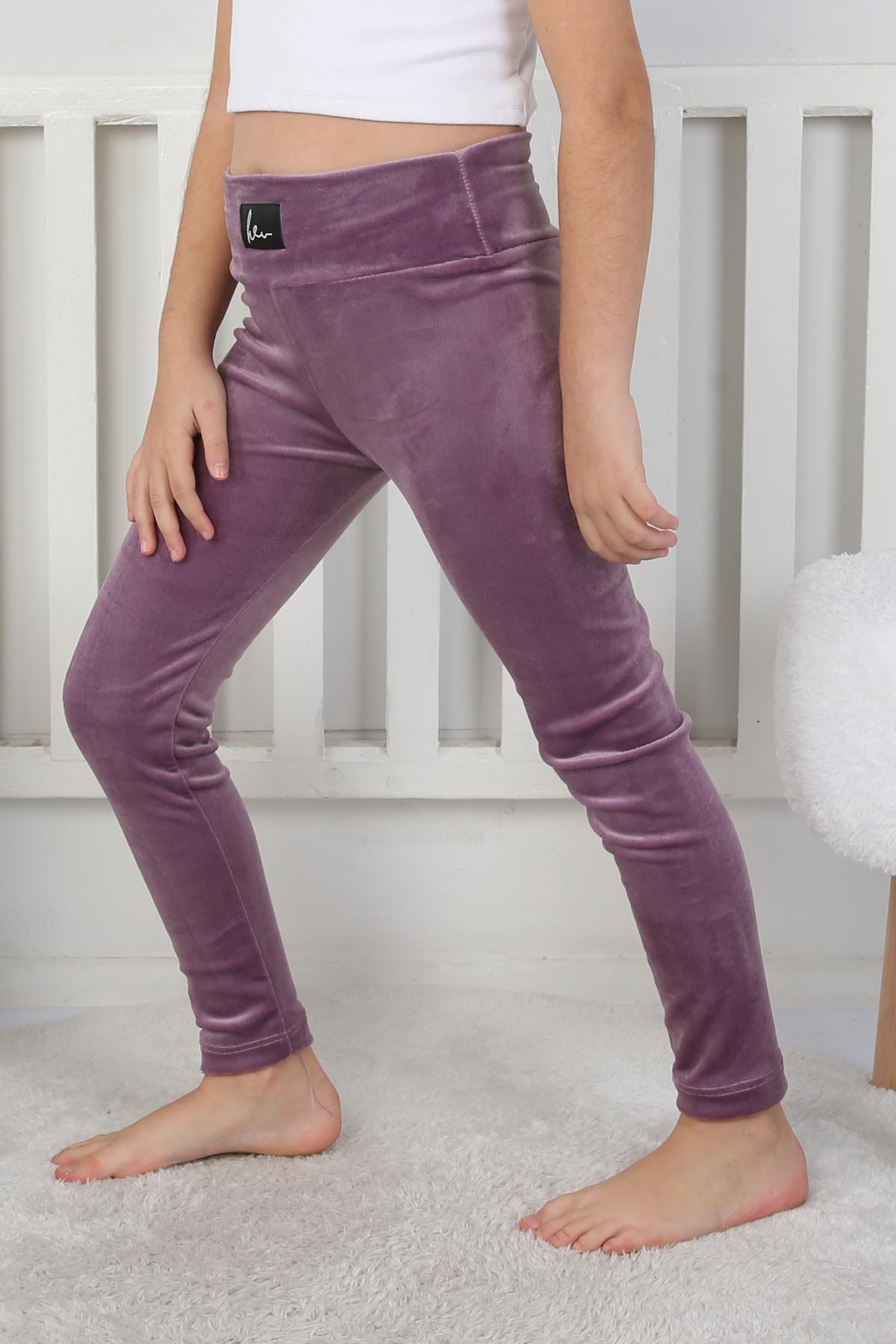Kız Çocuk Lila Kadife Kız Çocuk Tayt - 26718 - 1