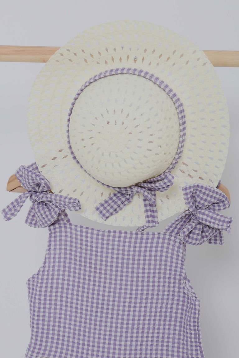 Kız Çocuk Lila Şapkalı Elbise - 27050 - TOFİSA