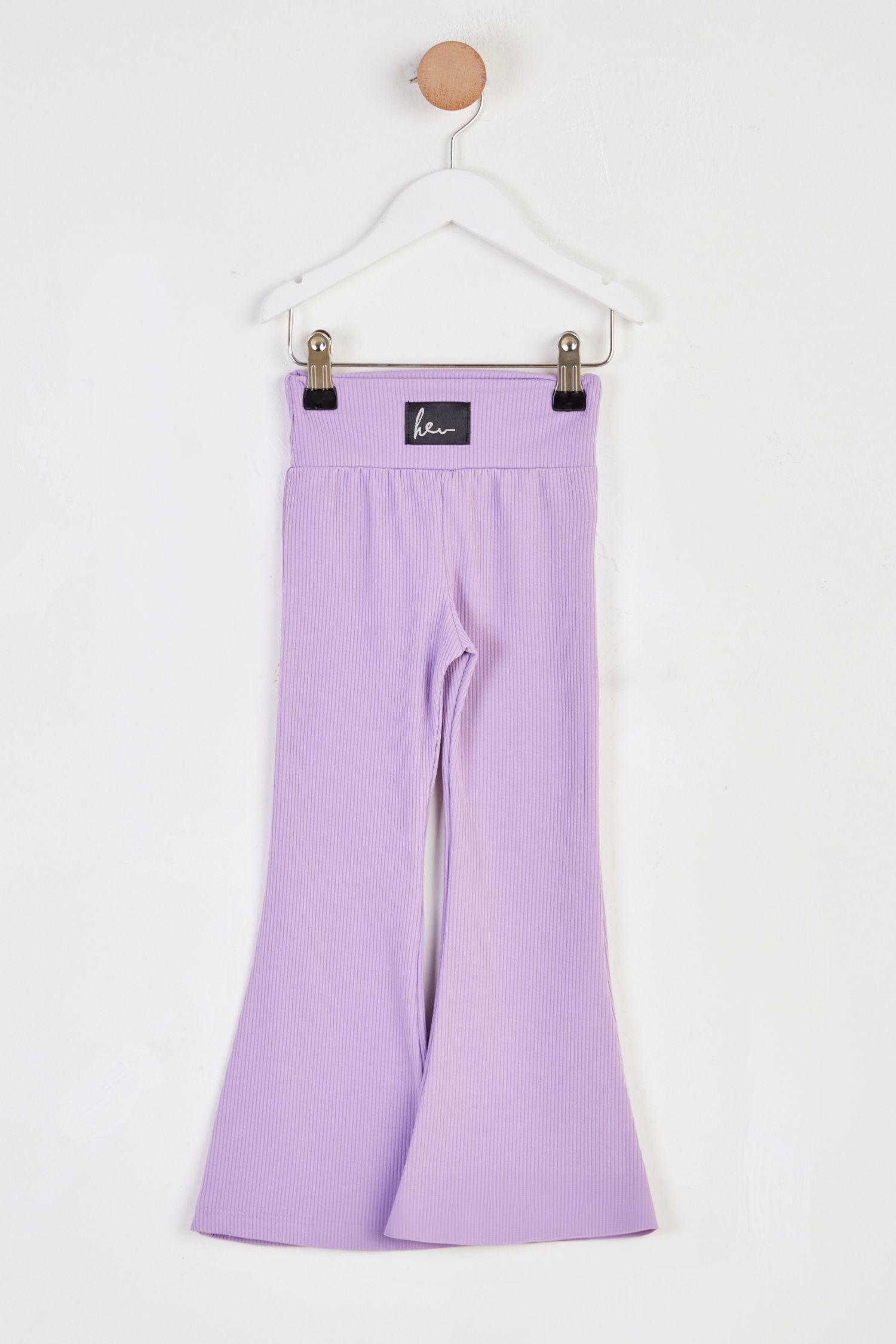 Kız Çocuk Lila Şardonlu İspanyol Paça Pantolon - 26467 - 1