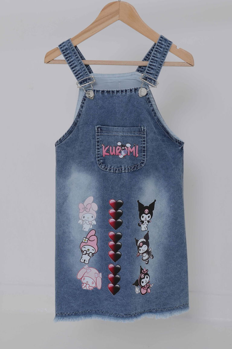 Kız Çocuk Mavi Baskılı Kot Jile - 27061 - TOFİSA