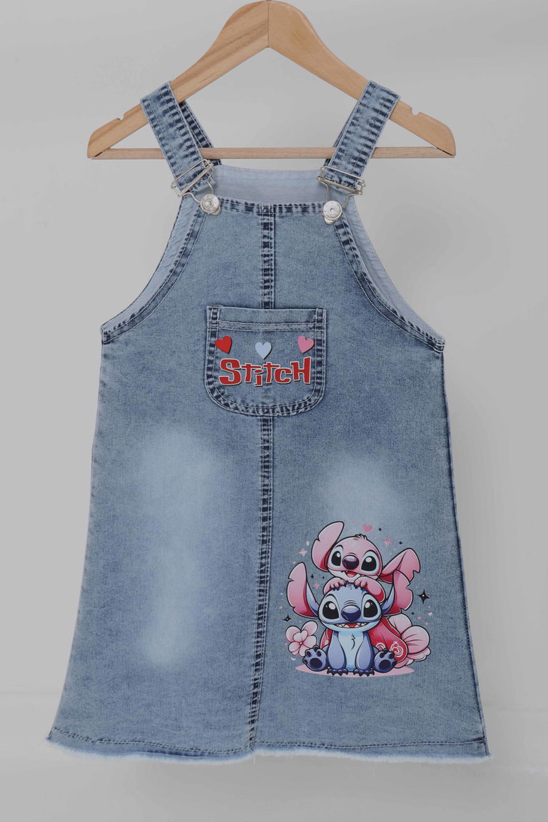 Kız Çocuk Mavi Baskılı Kot Jile - 27062 - TOFİSA