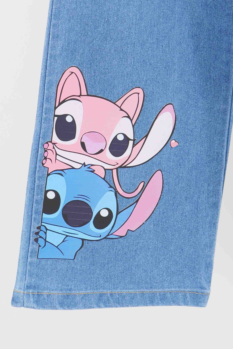 Kız Çocuk Mavi Baskılı Kot Pantolon - 27456 - TOFİSA