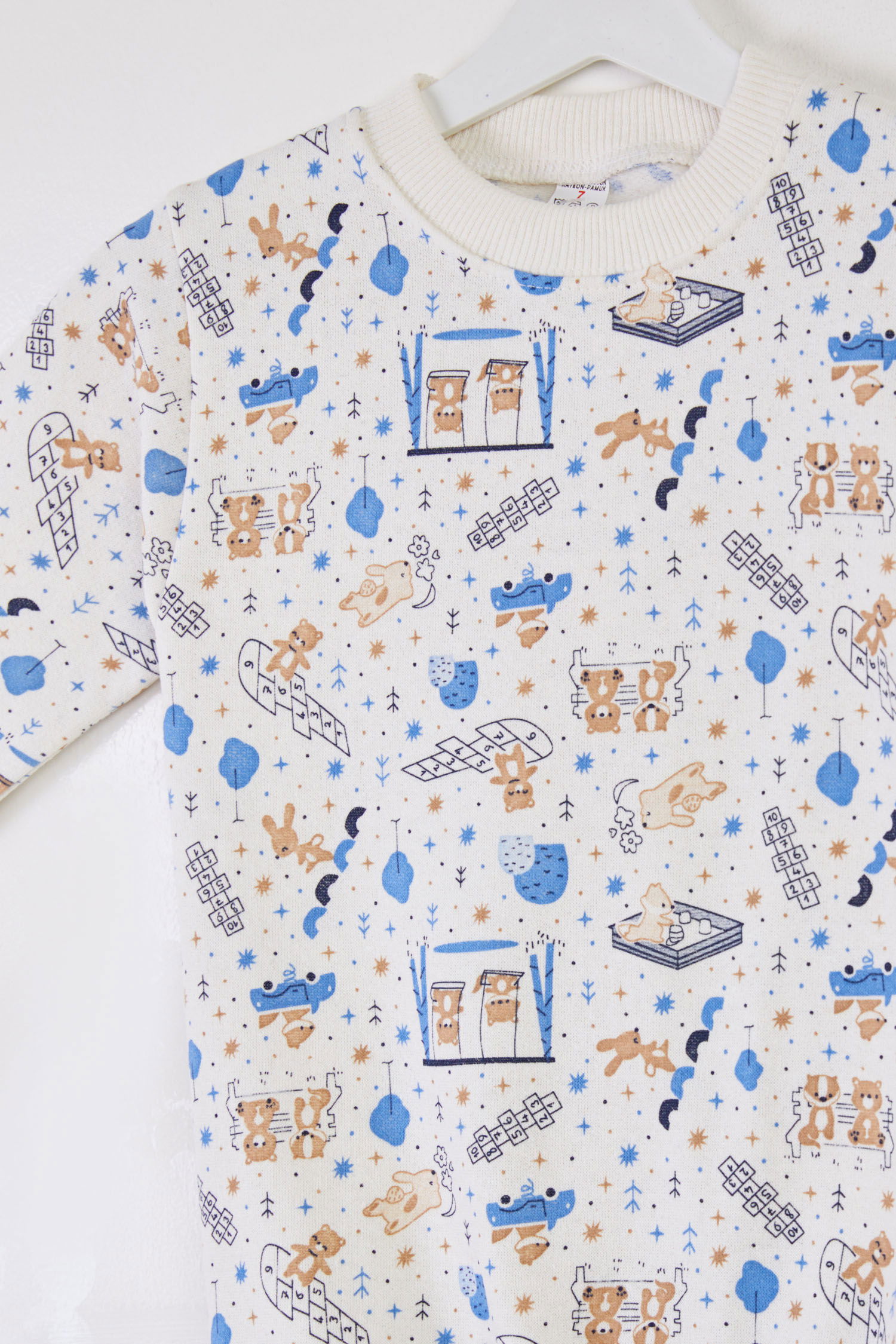 Kız Çocuk Mavi Baskılı Pijama Takımı - 26309 - 2