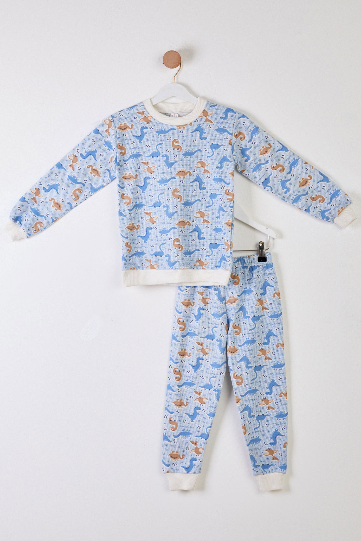Kız Çocuk Mavi Baskılı Pijama Takımı - 26311 - 1