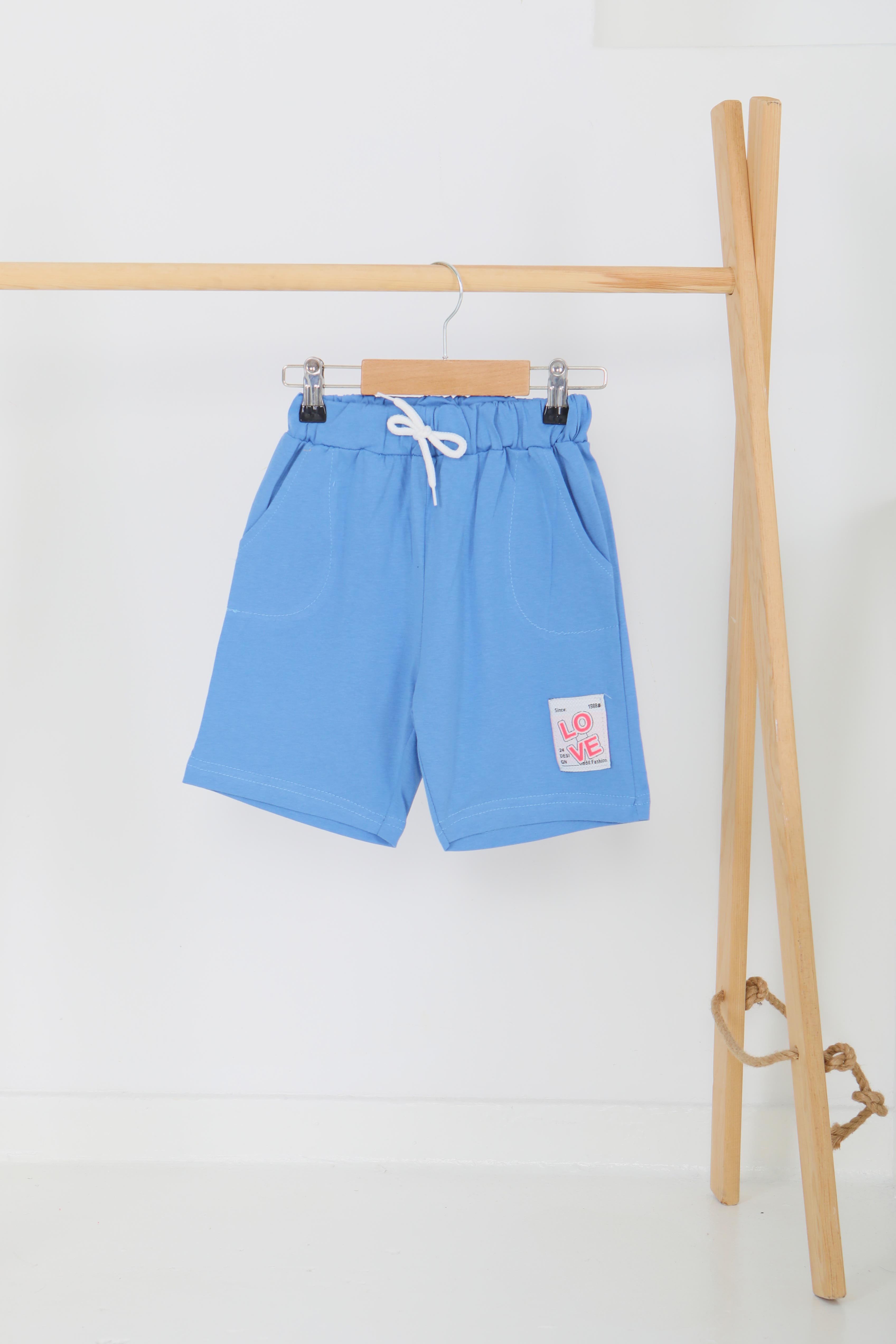 Kız Çocuk Mavi Baskılı Şort - 27332 - 1