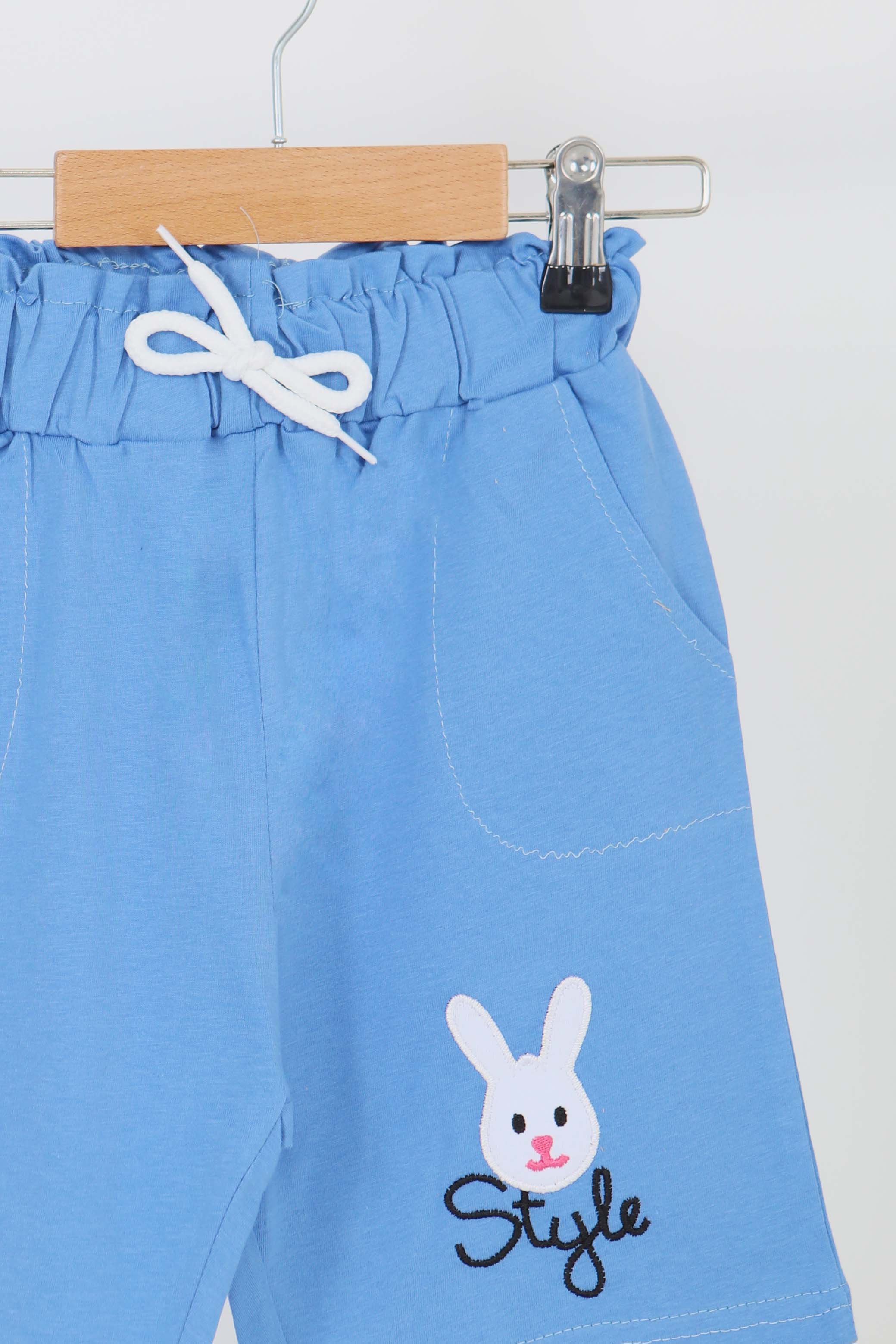 Kız Çocuk Mavi Baskılı Şort - 27334 - 2