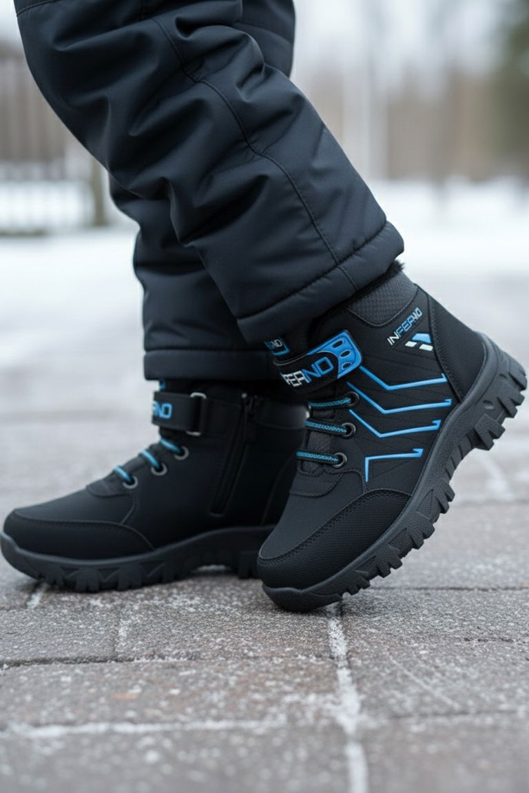 Erkek Çocuk Mavi İçi Peluş Suni Deri Bot - 28030-MAVI - TOFİSA