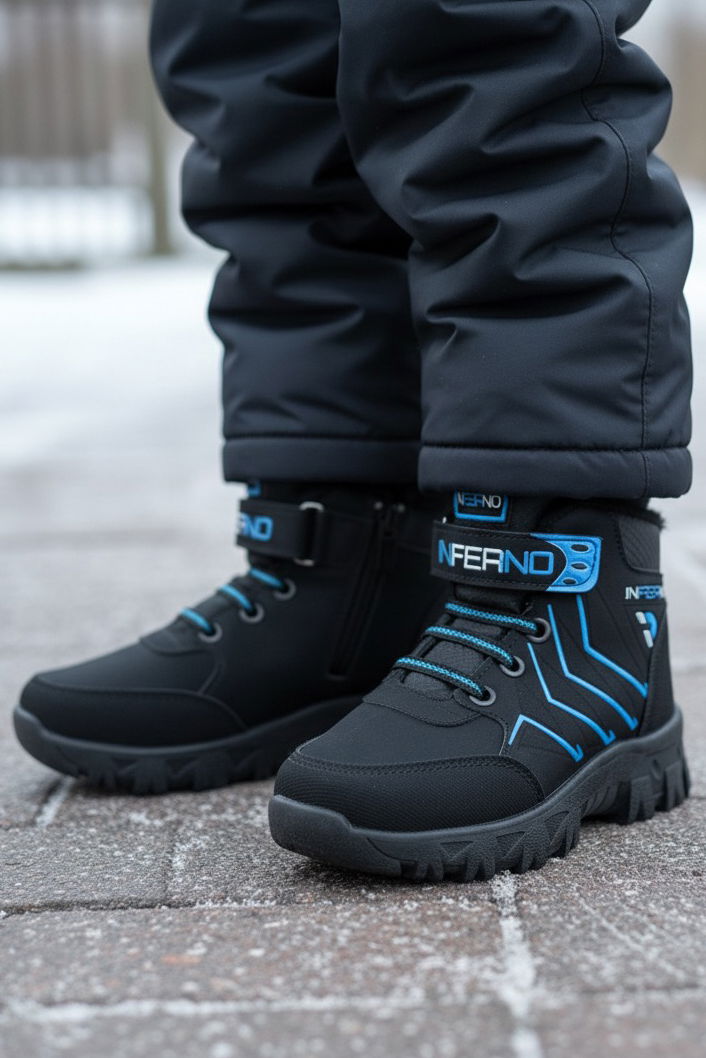 Erkek Çocuk Mavi İçi Peluş Suni Deri Bot - 28030-MAVI - TOFİSA