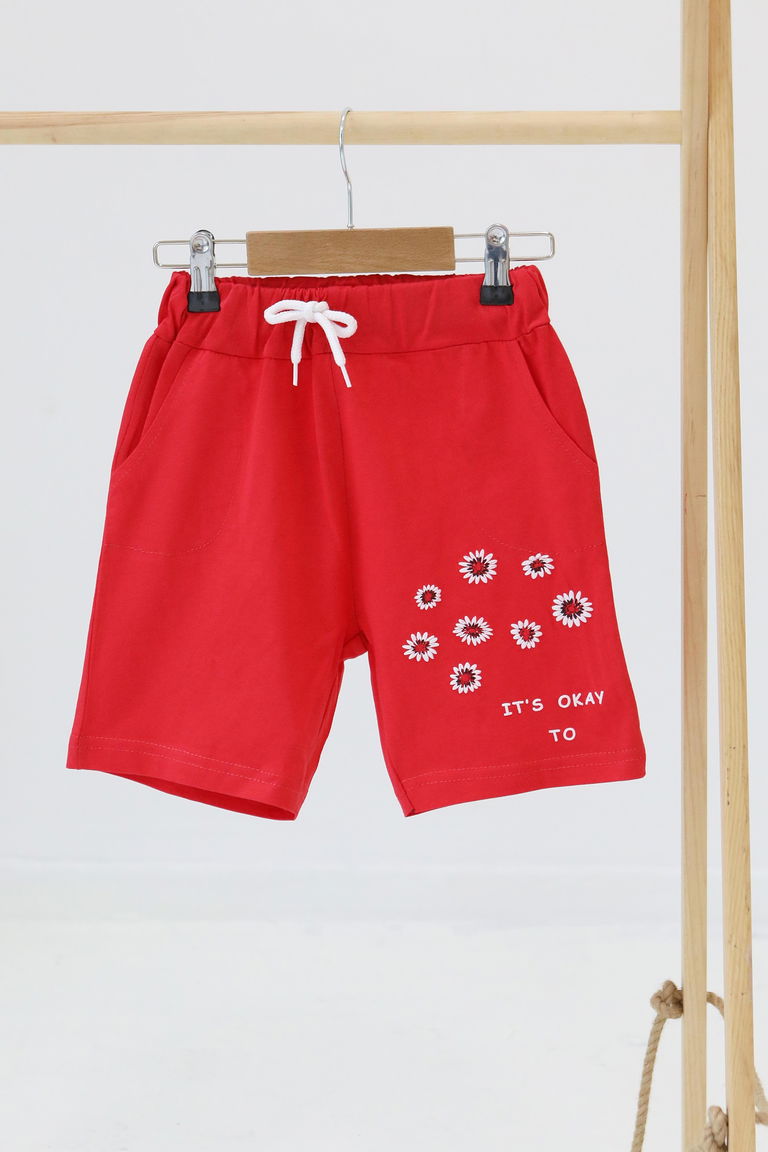 Kız Çocuk Mercan Baskılı Şort - 27329 - TOFİSA