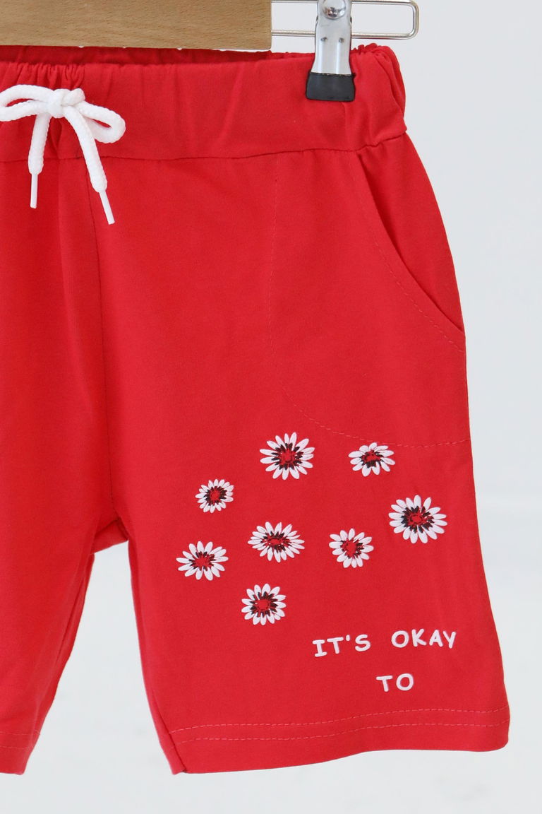 Kız Çocuk Mercan Baskılı Şort - 27329 - TOFİSA