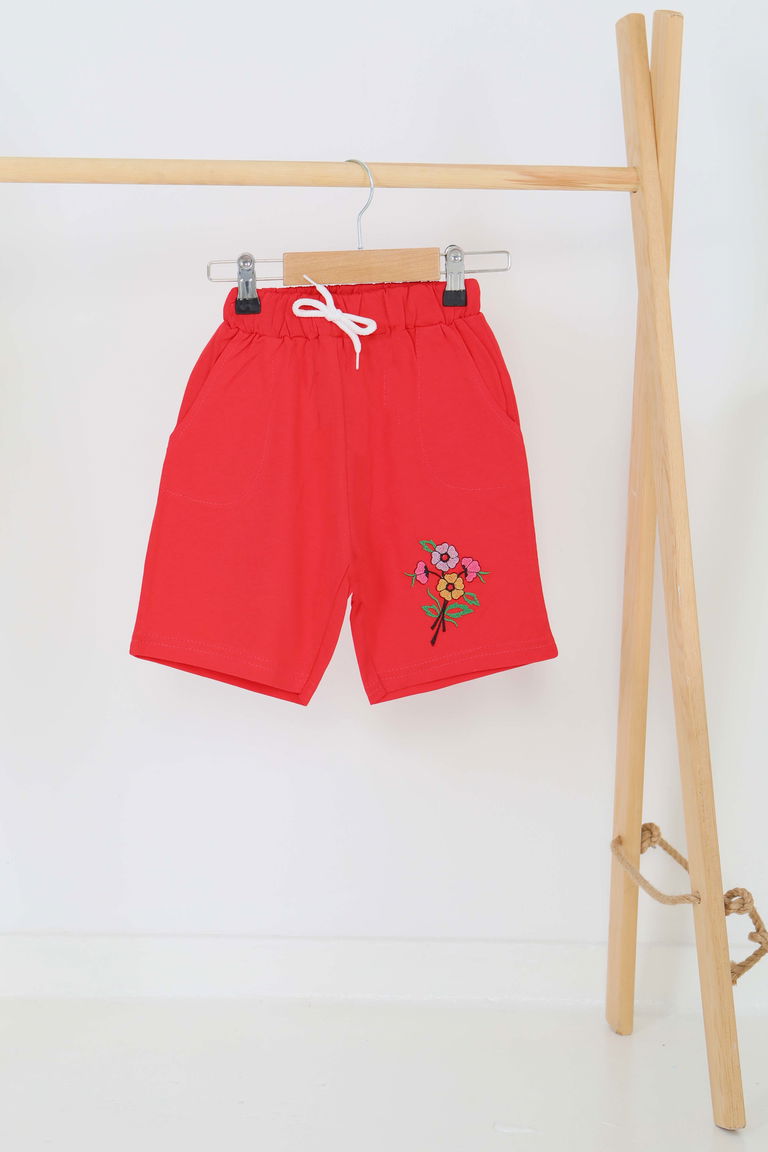 Kız Çocuk Mercan Baskılı Şort - 27331 - TOFİSA