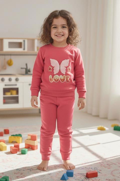 Kız Çocuk Mercan Nakışlı İki İplik İkili Takım - 27975-MERCAN - TOFİSA