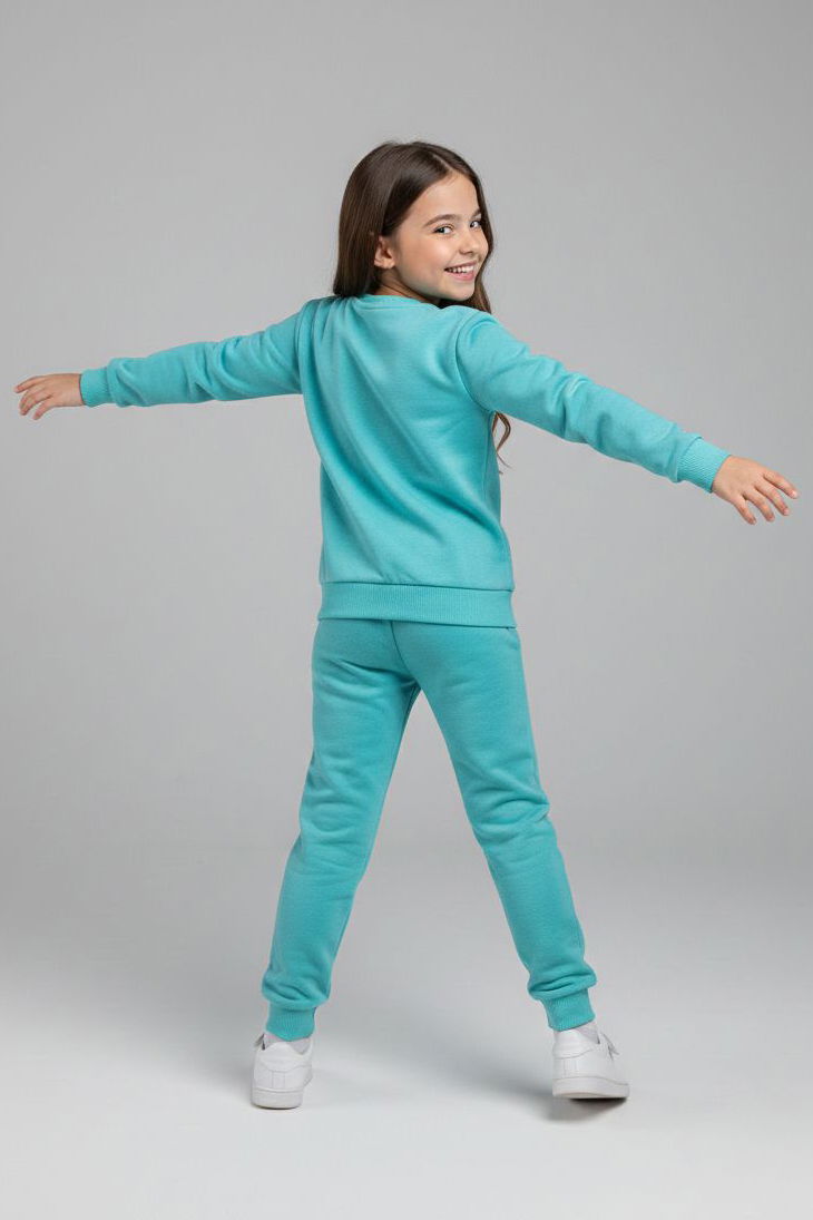 Kız Çocuk Mint Baskılı Eşofman Takımı - 28175-MINT - 3