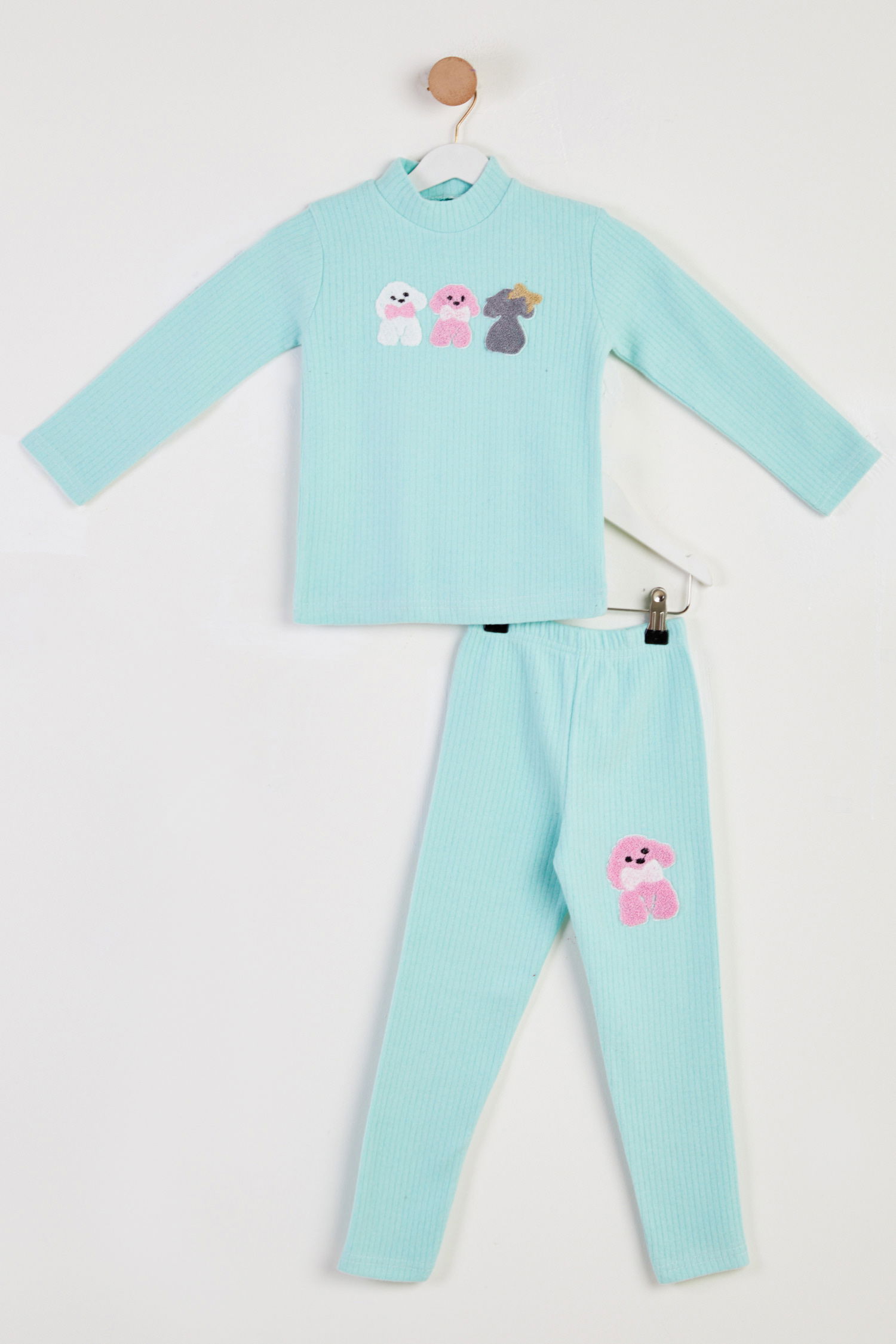 Kız Çocuk Mint Baskılı Pijama Takımı - 26443 - 1