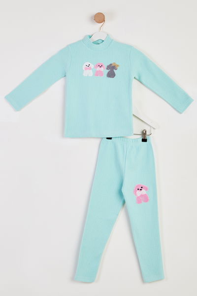 Kız Çocuk Mint Baskılı Pijama Takımı - 26443 