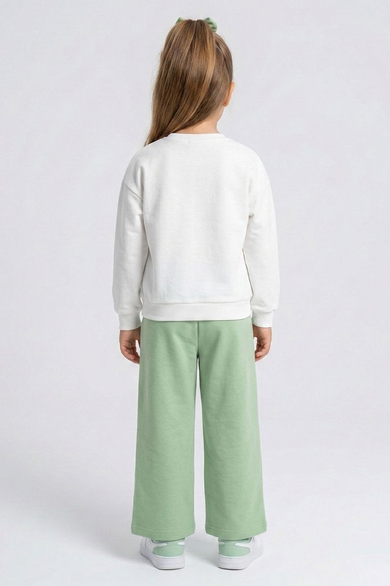 Kız Çocuk Mint Baskılı Pijama Takımı - 28304-MINT - 2