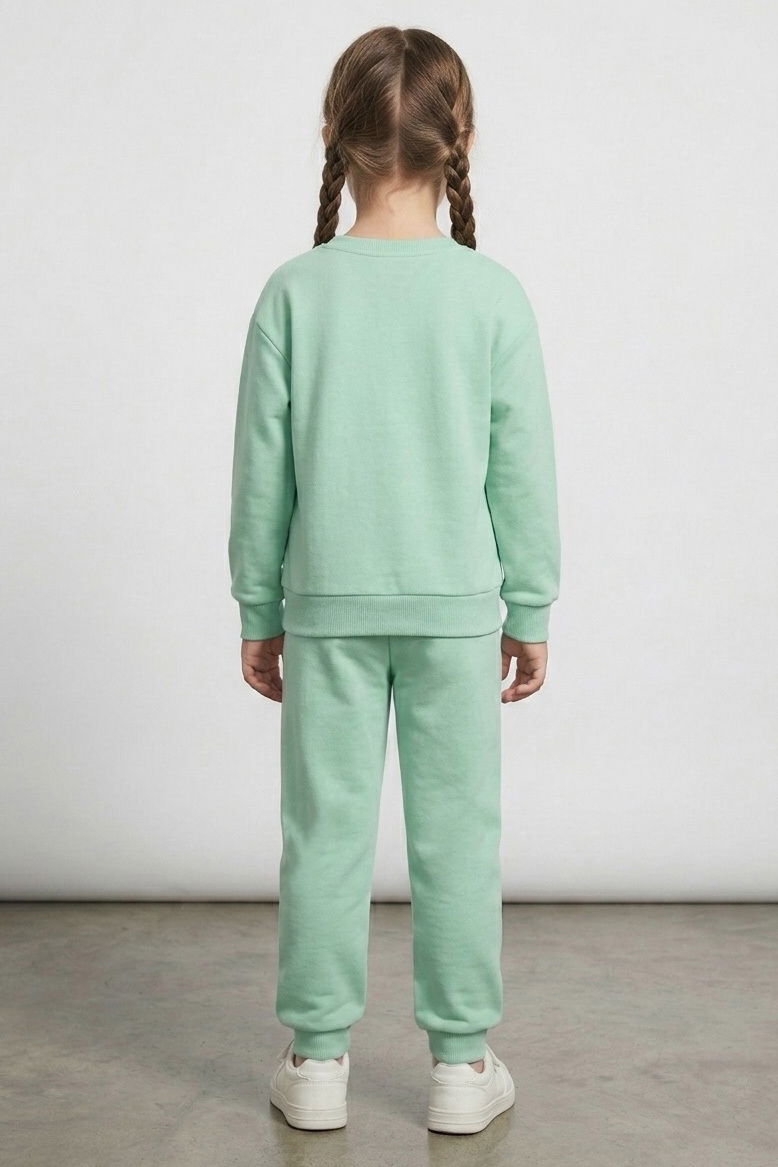 Kız Çocuk Mint Baskılı Pijama Takımı - 28306-MINT - 2