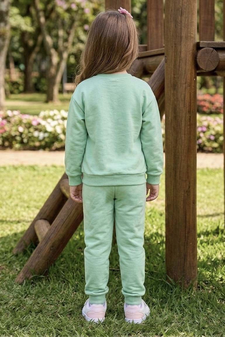 Kız Çocuk Mint Baskılı Pijama Takımı - 28307-MINT - 3