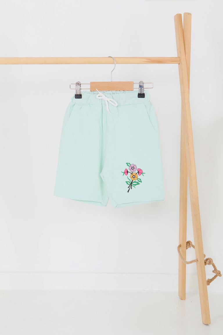Kız Çocuk Mint Baskılı Şort - 27331 - TOFİSA