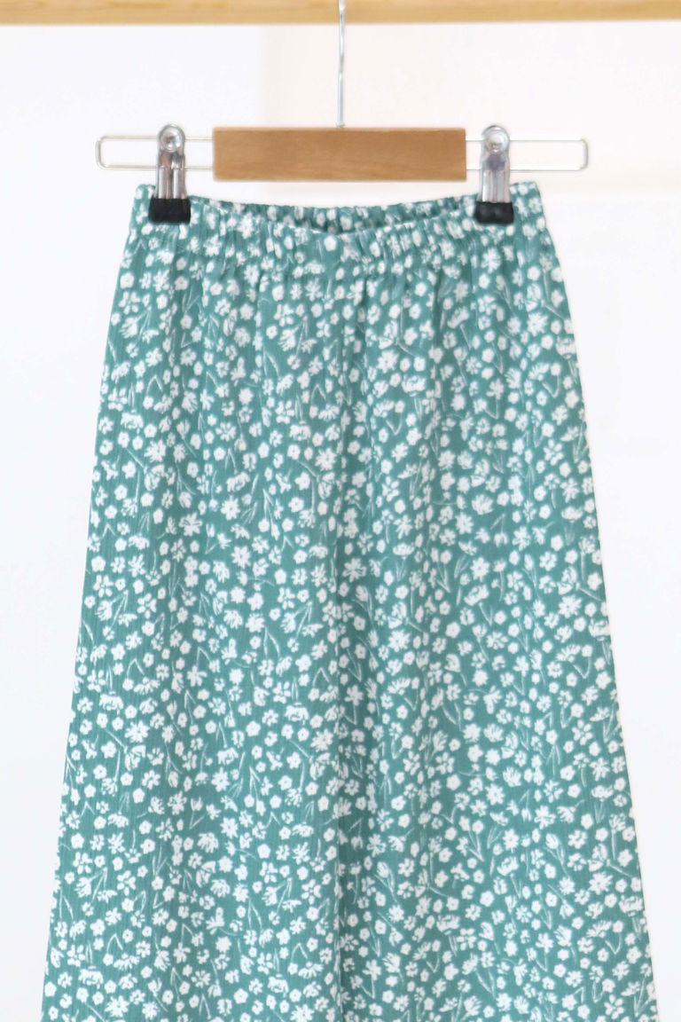 Kız Çocuk Mint Çiçek Desenli Pantolon - 27307 - TOFİSA