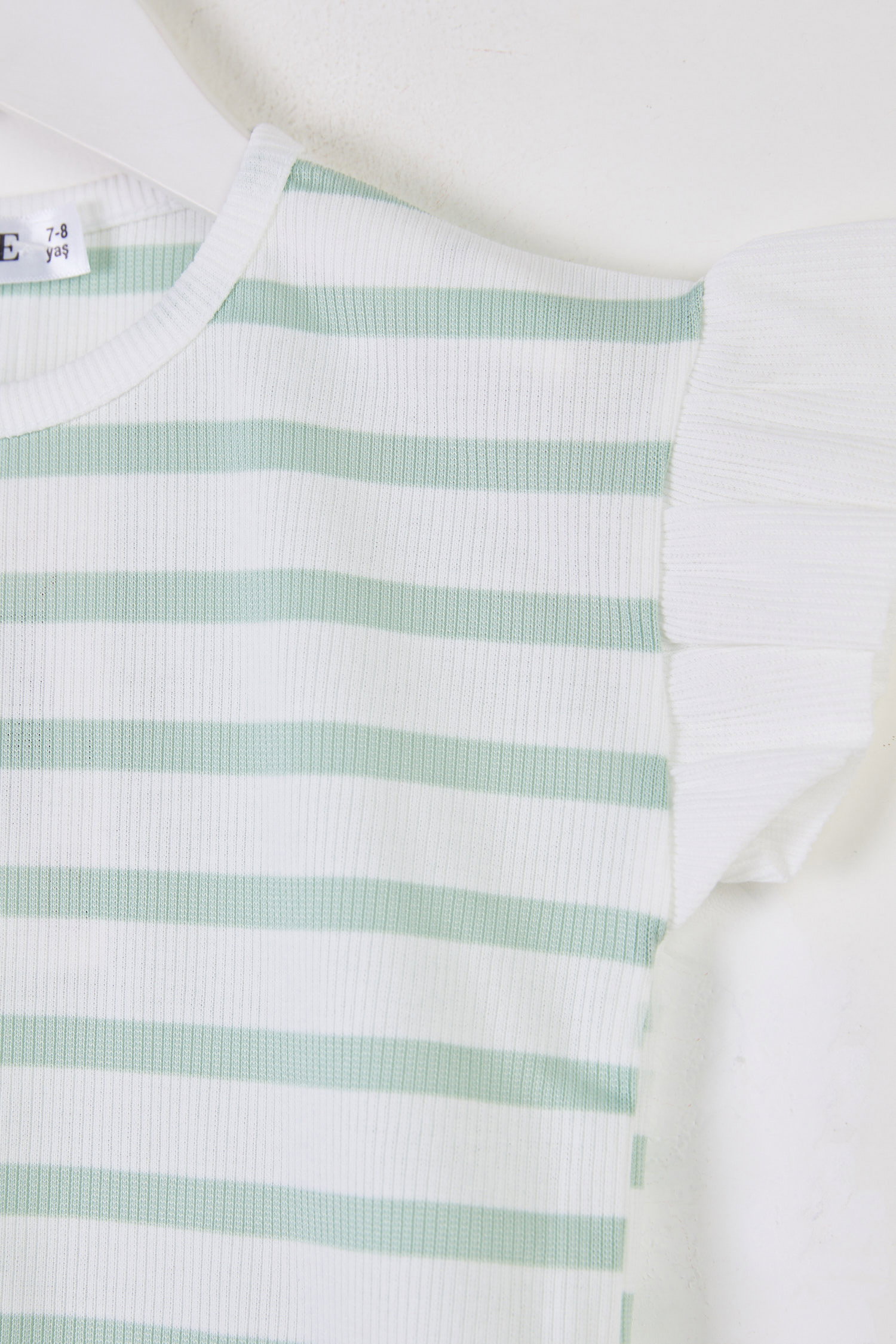 Kız Çocuk Mint Çizgili T-Shirt - 25785 - 2