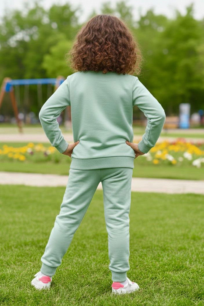 Kız Çocuk Mint Gök Kuşağı Baskılı İki İplik Takım - 28290-MINT - 2