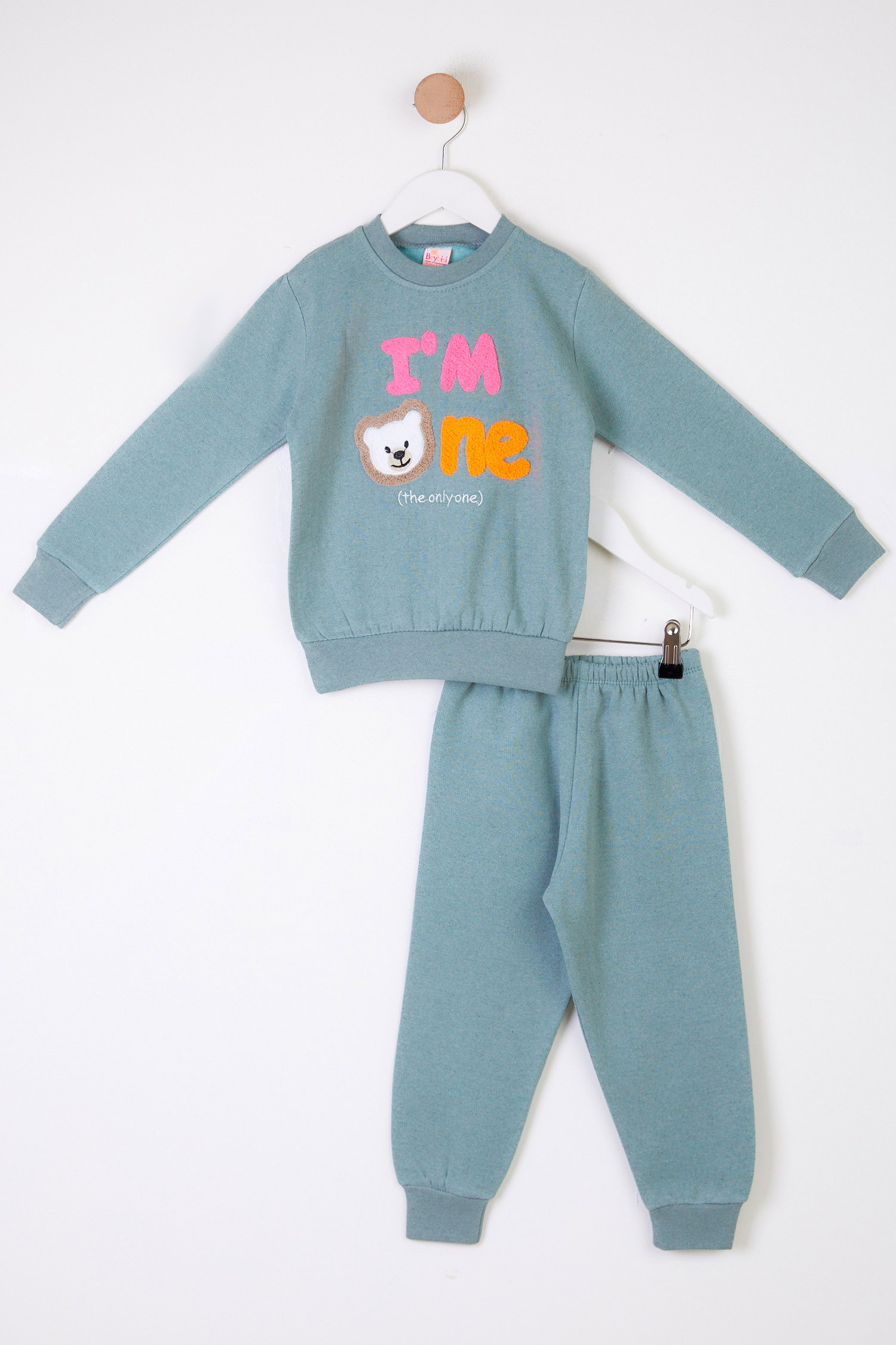 Kız Çocuk Mint Nakışlı İkili Takım - 26086 - 1