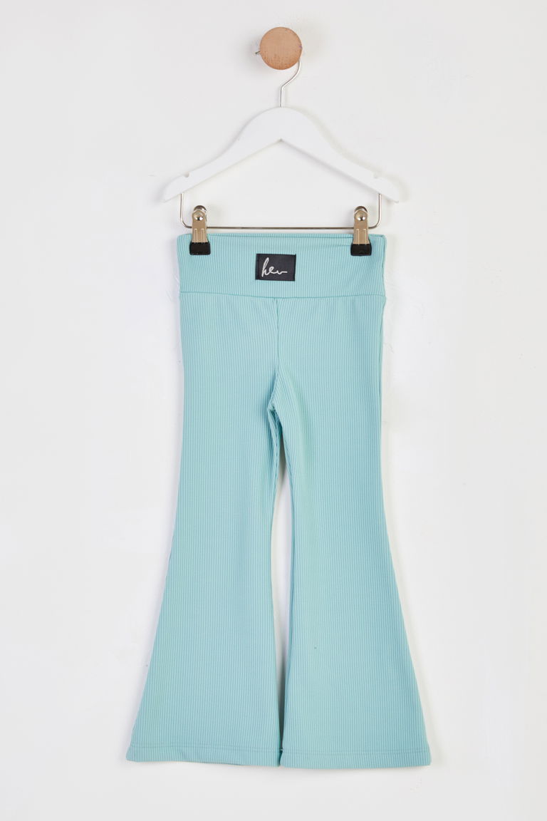 Kız Çocuk Mint Şardonlu İspanyol Paça Pantolon - 26467 - TOFİSA